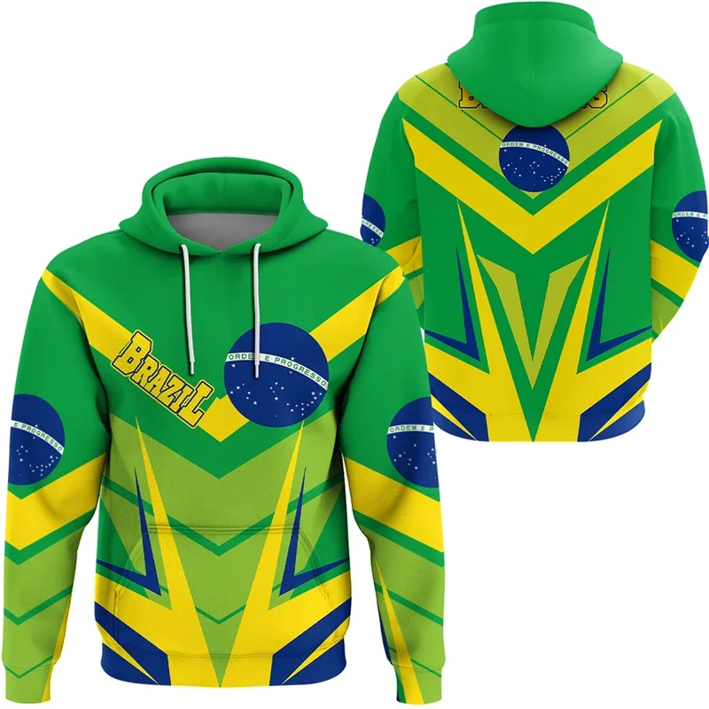 Brazil Flag Map Graphic Sweatshirts Brazilian National Emblem Hoodies For Men Clothes Casual Male Hoody Sport Boy Pullovers Tops