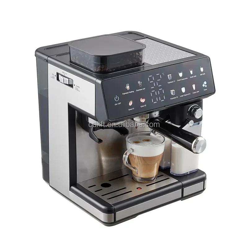 The New Smart Stainless Steel Professional Semi-automatic Italian Espresso Machine with 20 bar Grinder Is Suitable for Home Use.