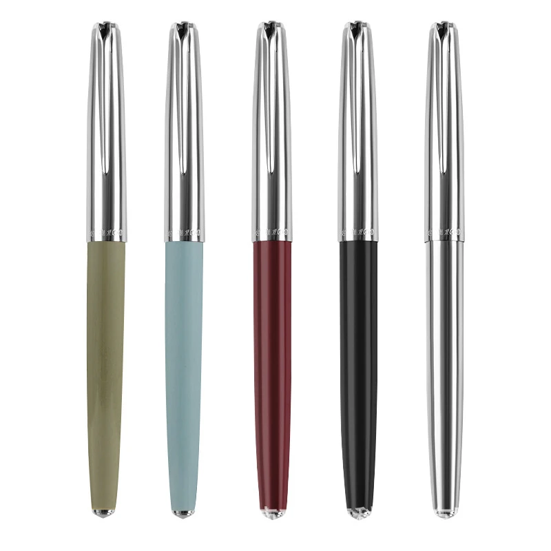 

Герой 100, металлический классический бочонок из нержавеющей стали, 14-каратное золото, перьевая ручка, тонкий наконечник, офисная, школьная, домашняя, подарочная ручка