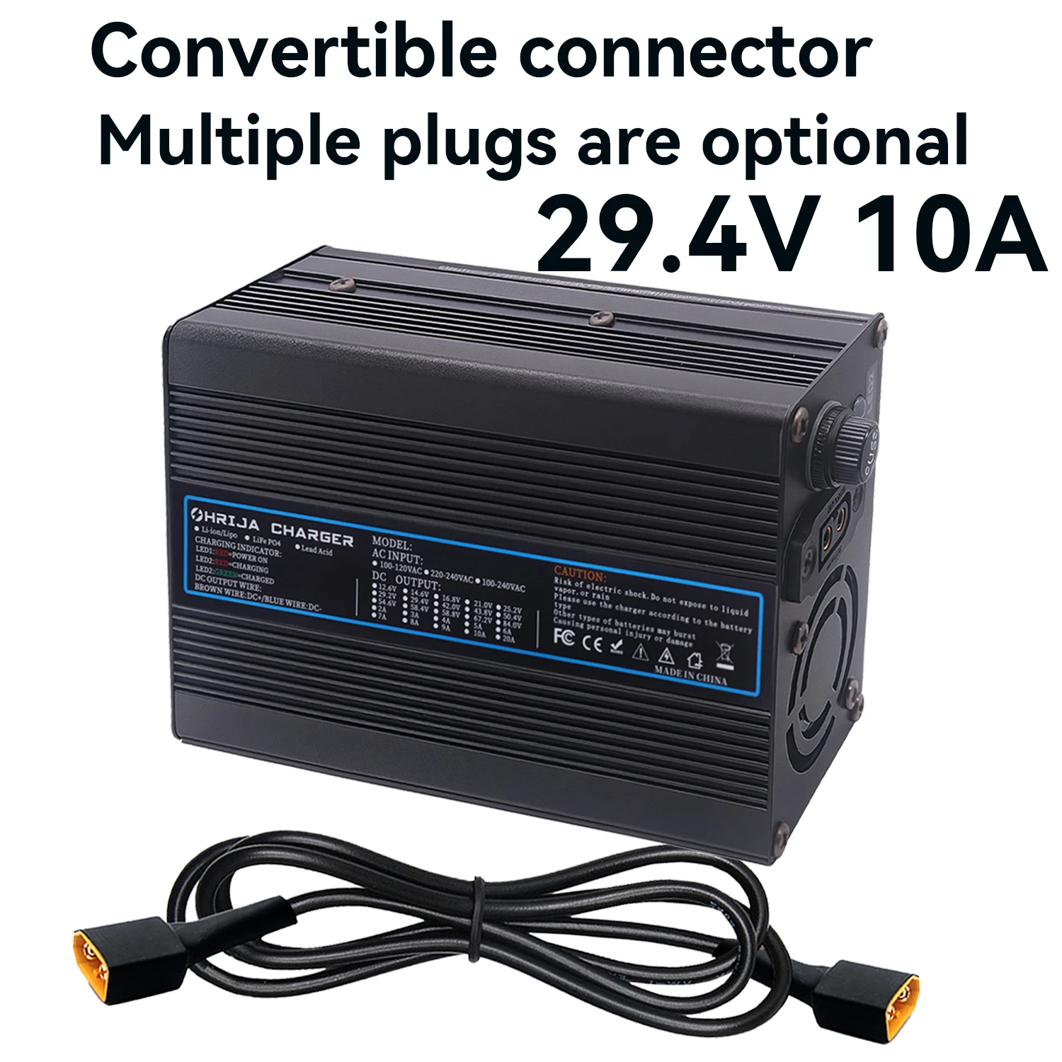 

Съемный разъем 29,4 В 10 А, алюминиевый корпус, быстрое зарядное устройство для литиевой батареи для 24 В 7S eries, зарядное устройство для литиевой батареи, охлаждающий вентилятор