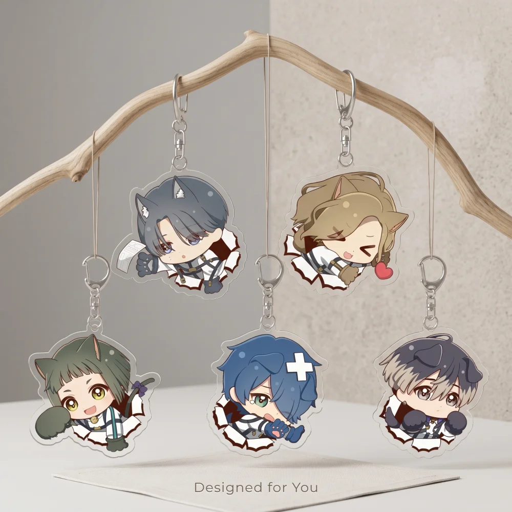MILGRAM Anime Acrylic Keychain Kawaii Animal Ears Cosplay Badge Bag Pendant Harajuku Cartoon Chibi Keyring Fans Gift Wholesale