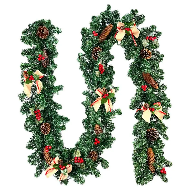 

2.7m Artificial Christmas Garland Green Garland With Pine Cones Christmas Garlands for Holiday Mantle Fireplace Door Home decor