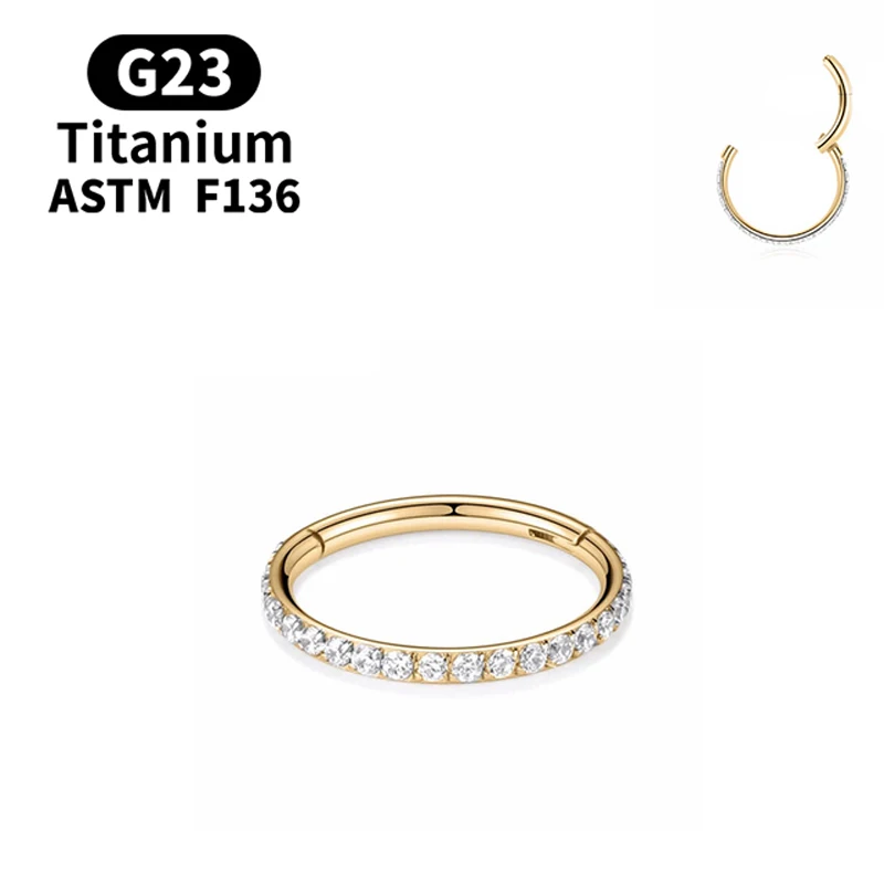 18G/16G Dames Ronde Oorbellen G23 F136 Titanium Neusring Scharnier Clicker Open Membraan Neusring mode Dame Piercing Sieraden - afbeelding 1