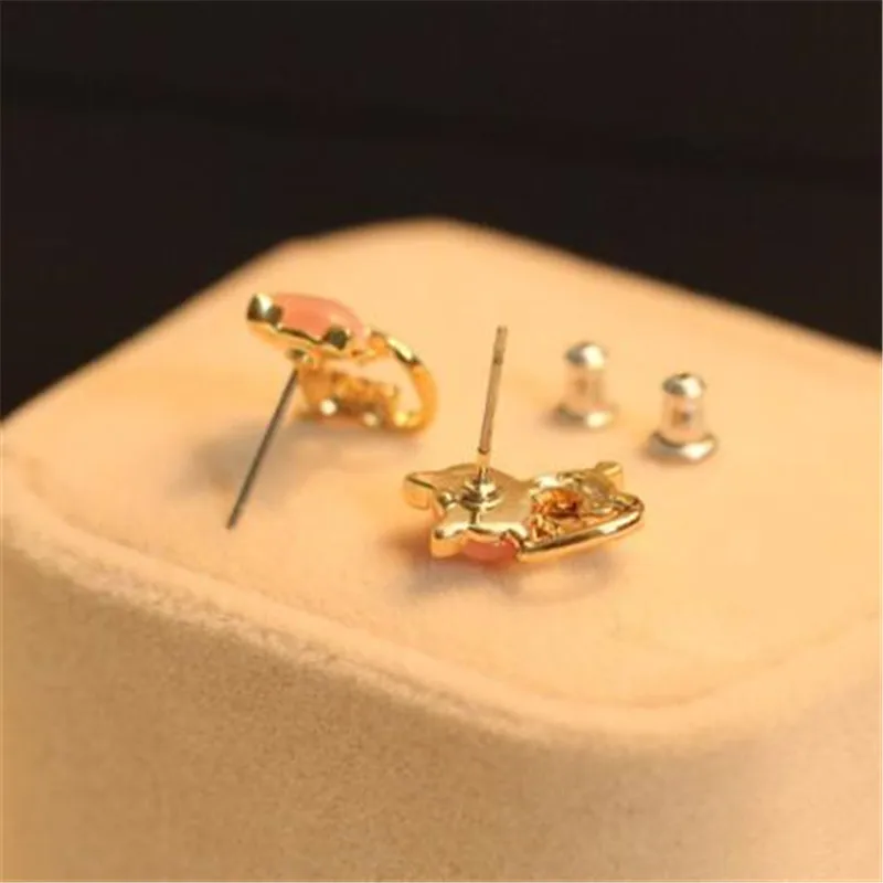 Cat Stud Earring Rhinestone Crystal Earring Cute Bowknow Animal Earrings Ear Stud For Women Jewelry  Girls Birthday Gifts