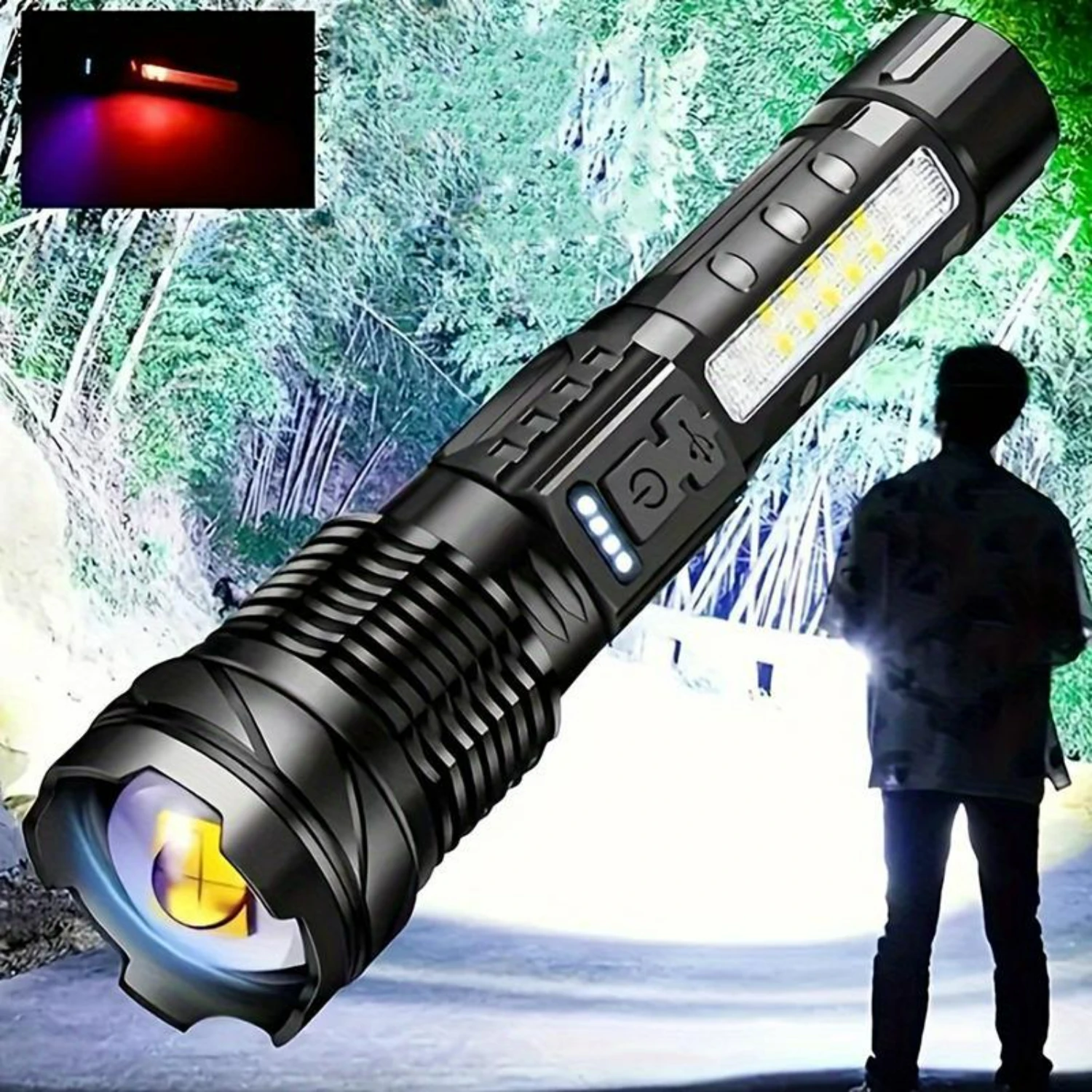 

1 Piece Waterproof, High Power Zoomable LED Flashlight - Ideal Mother's Day Present - Rechargeable Portable Light Source for Out