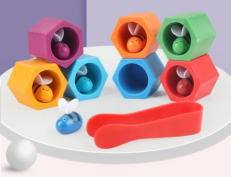 Giochi da tavolo ape Montessori Educazione della prima infanzia Blocchi di costruzione Giocattoli in legno Attività per bambini Regali per bambini