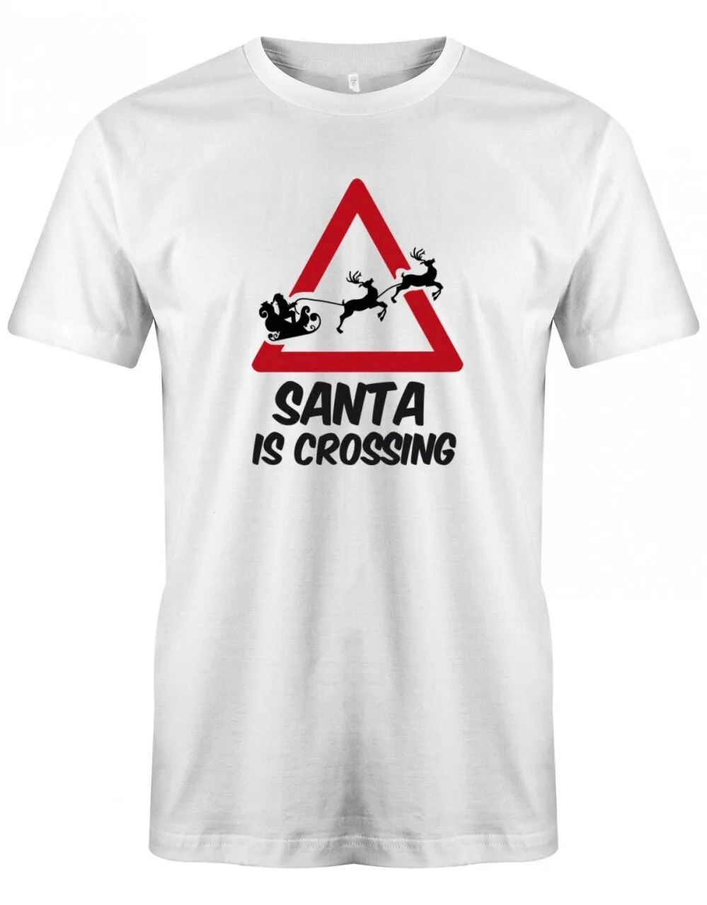 Santa Is Crossing Weihnachten Herren T Shirt