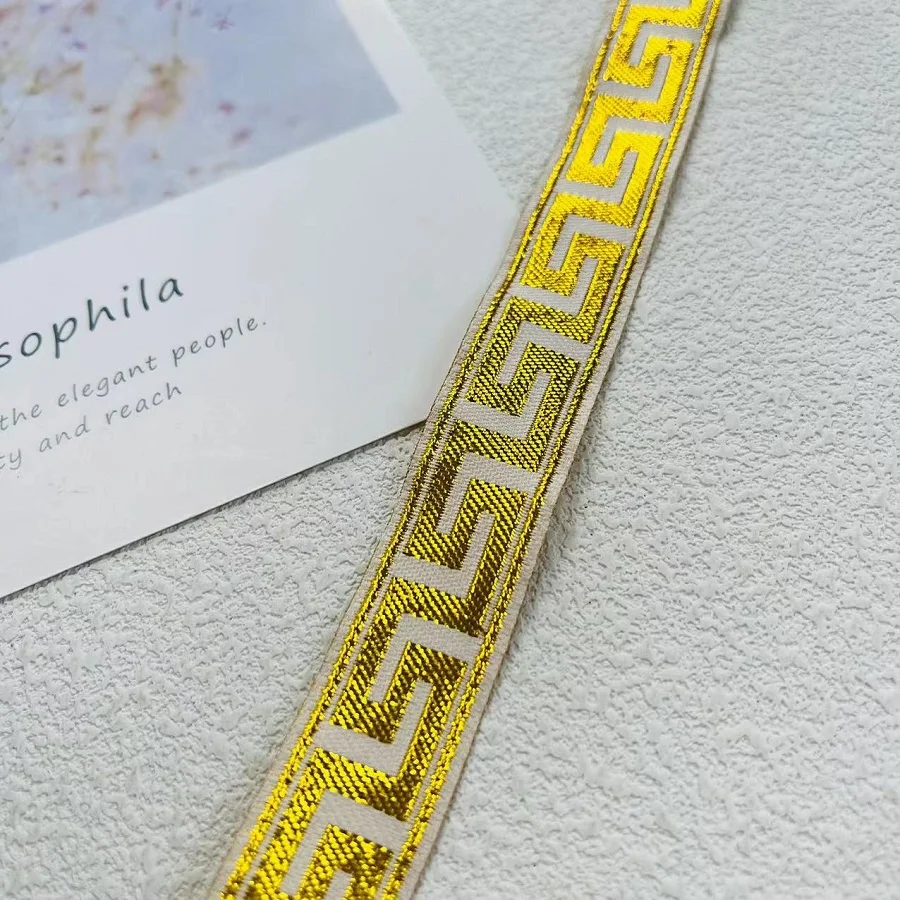 7 M/Lot Wide 1-2 cm Woven Jacquard Ribbon Geometric Design For Curtain And Garment accessories  ZH-5815