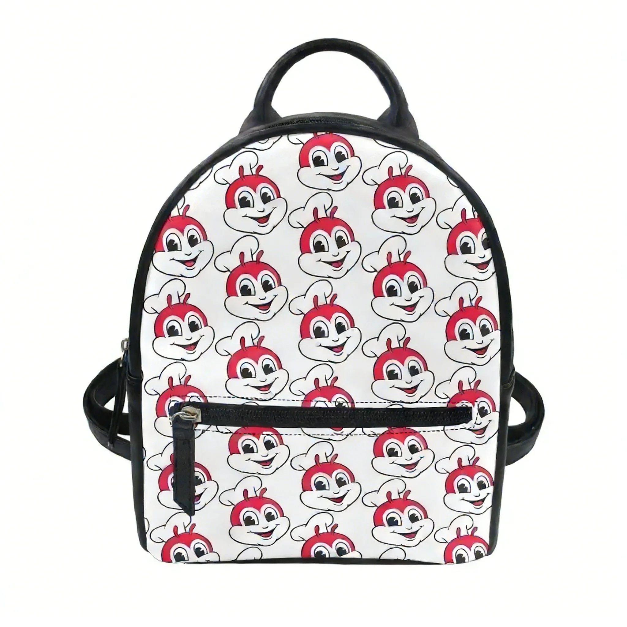 

J-Jollibee Philippine Fast Food Custom Backpack Purse Women Carter Schoolbag Double Shoulder Bag Mini Daypack Leather Travel Bag
