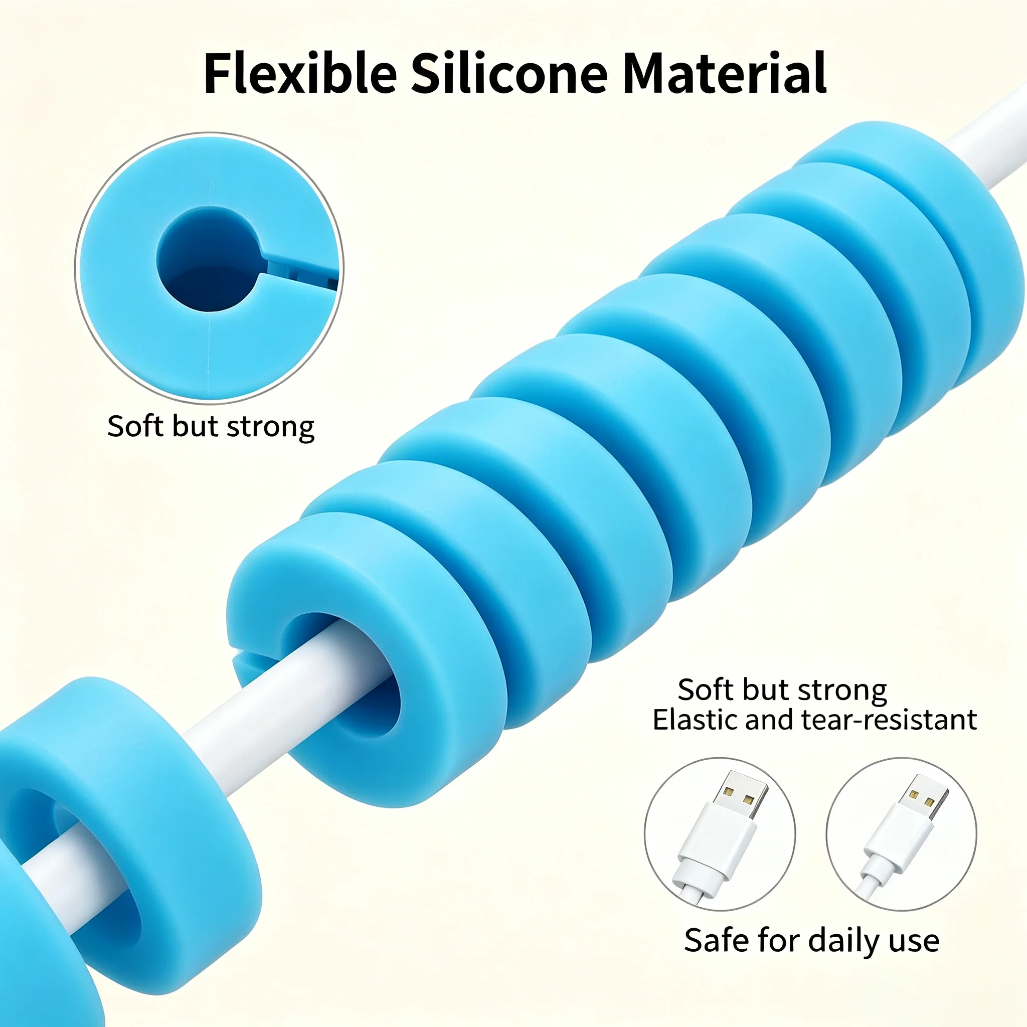 Charger Cable Protector Multi-color Spiral Silicone For Home & Office Fit Most Cables