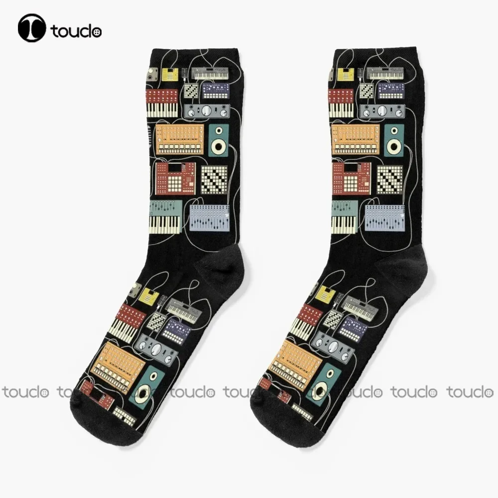 

Electronic Musician Synthesizer And Drum Machine Dj Socks Mens Novelty Personalized Custom Unisex Adult Socks Teen Socks