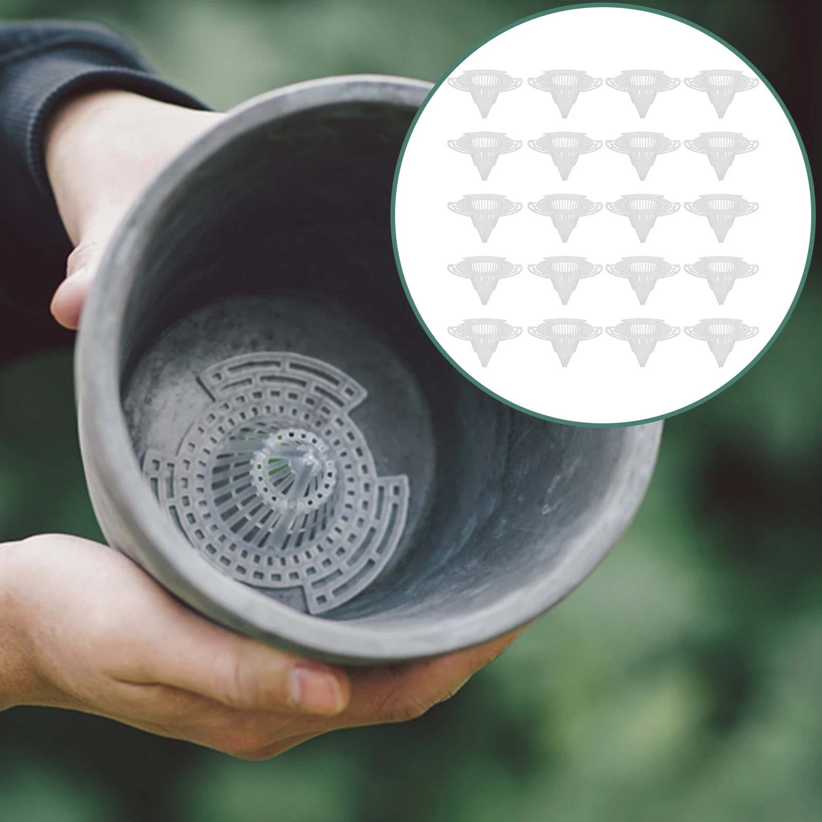 

20 Pcs Flowerpot Pads Plastic Cone Mesh for Bonsai Pot Grid Mat Hole Strainer Soil Leakage Prevention Breathing Design Durable