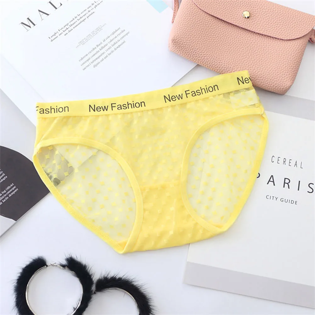 String sexy en maille transparente pour femmes, sous-vêtement à pois College, lingerie sans couture, tanga string