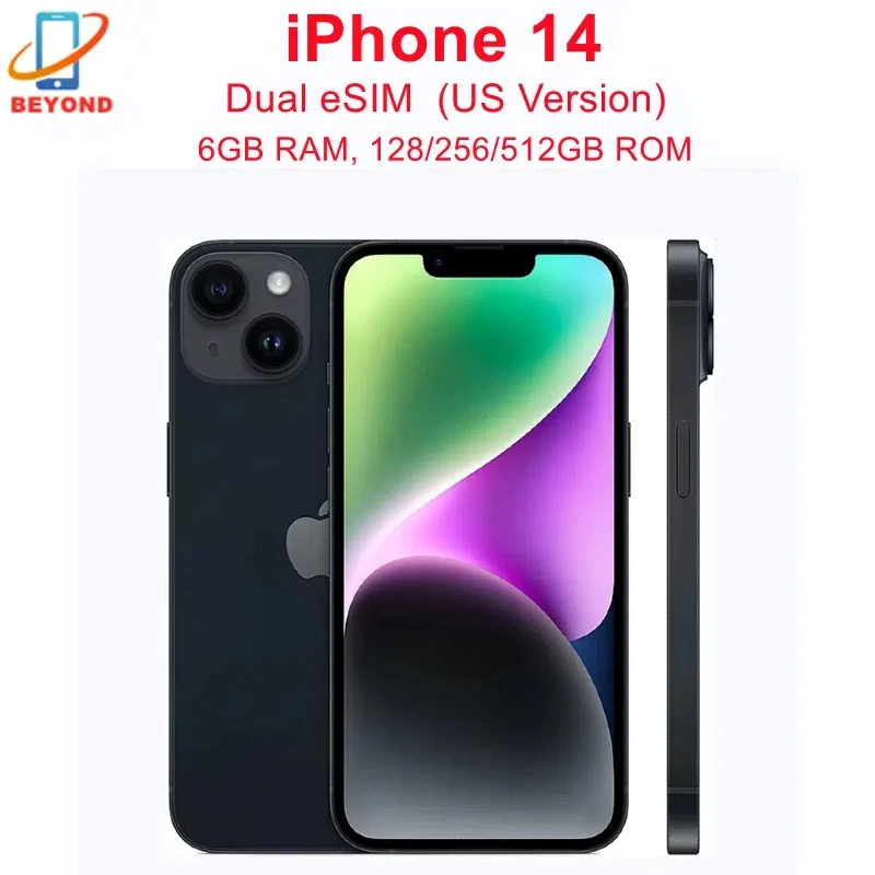 Unlocked iPhone 14 128GB 256 ROM 6GB RAM Dual eSIM 6.1