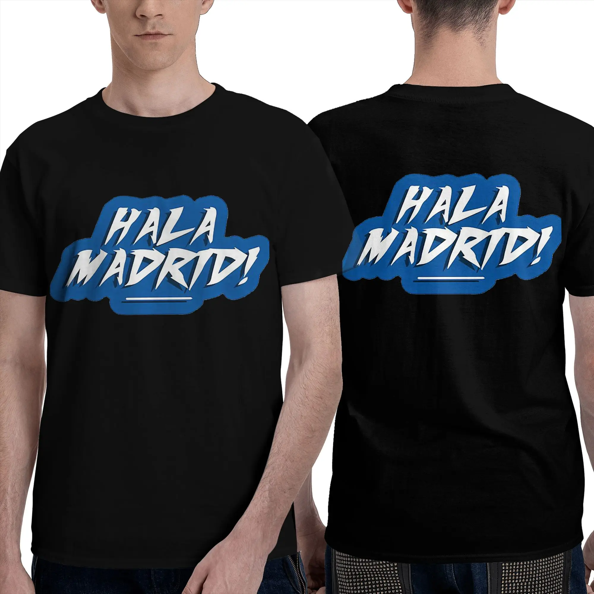 Мужская футболка Hala Madrid Letters, двусторонняя, оверсайз, с круглым вырезом, хлопковая, короткая, летняя
