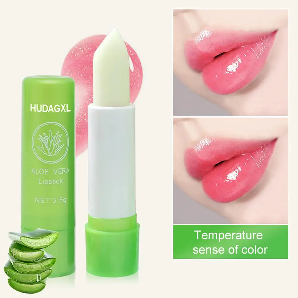 1pc Moisture Lip Balm Long-lasting Natural Aloe Vera Long Moisturizing Anti Changing Lasting Lipstick Color Aging Mood Lips R3b7