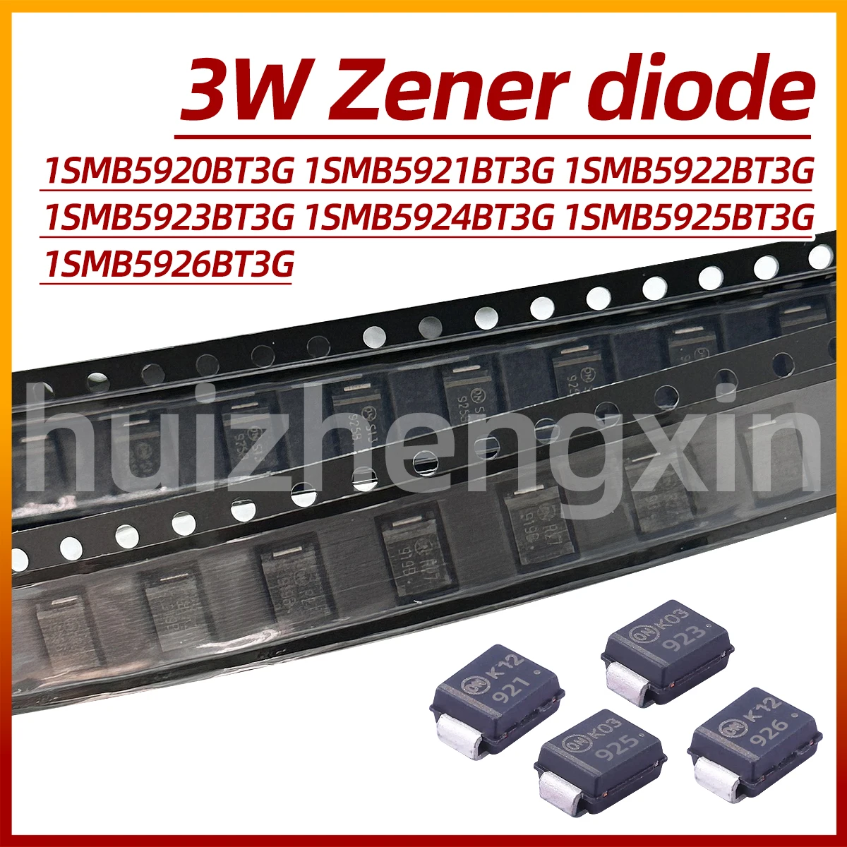 20PCS 1SMB5920BT3G 1SMB5921BT3G 1SMB5922BT3G 1SMB5923BT3G 1SMB5924BT3G 1SMB5925BT3G 1SMB5926BT3G 3W SMB Zener Diodes