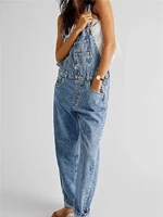 Womens Denim Overalls Vintage Loose-Fit Straight-Leg Denim Jeans Romper Classic Cargo Style High Quality Cotton Pants Jumpsuits - Image 6