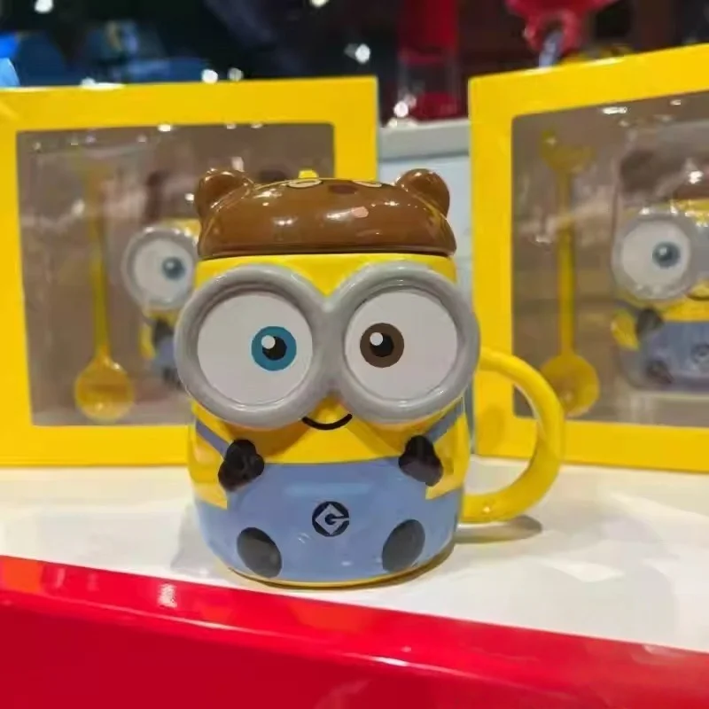 2025 NEW HOT Genuine Universal Studios Minions Bob 350ml Kubek Ceramiczny Kubek do Kawy Kubek z Pokrywką Kubek do Kawy Śliczny Kubek Bob Prezenty