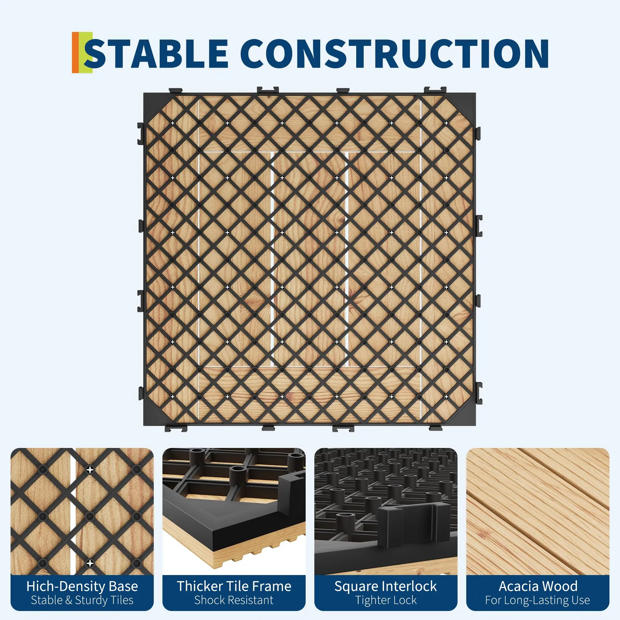 33PCS Acacia Wood Deck Tiles 12
