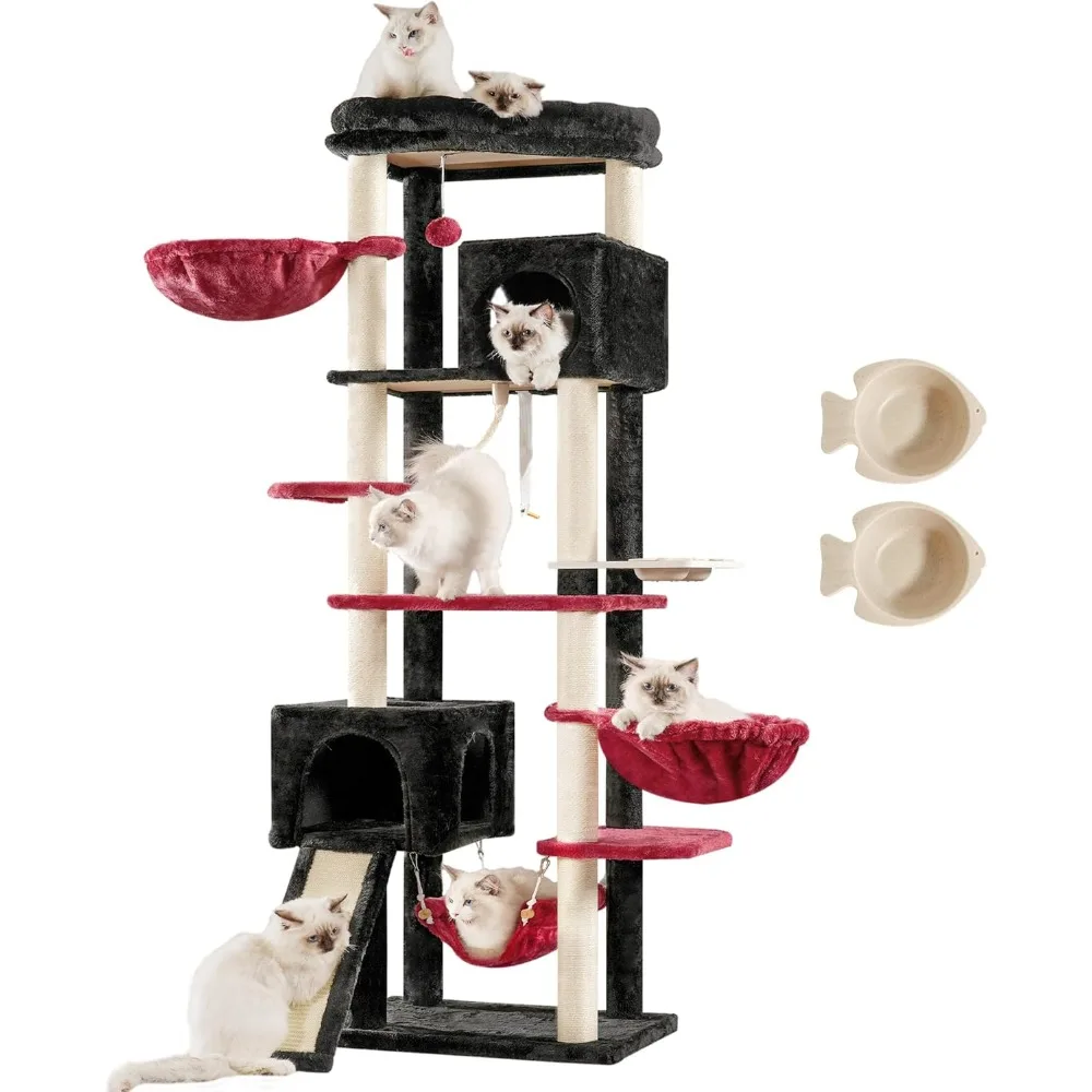 

Hey-Brother Gothic 70.8 Inches Multi-Level Cat Tree - Heavy Duty Cat Tower for Large Cats with Cat Condo and Baskets