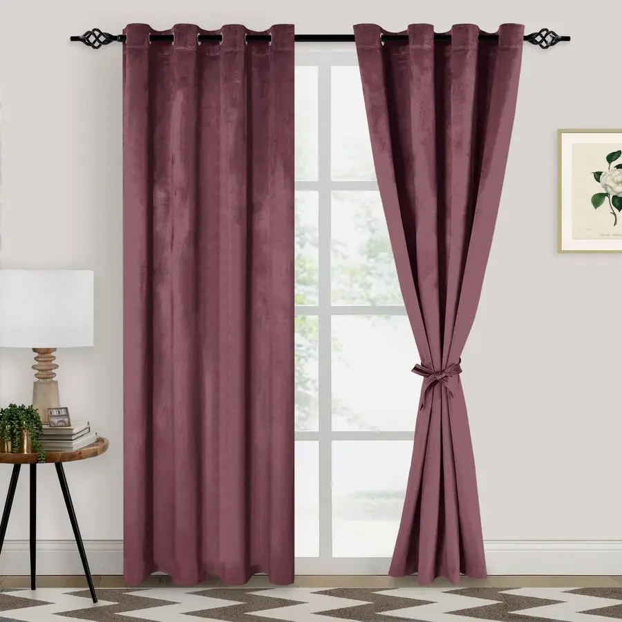 

Dusty Rose Velvet Curtains 84 Inches Long, Elegent Soft Luxury Curtains for Living Room, Thermal Insulated Room Darkening Dusty