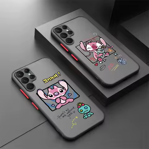 Cute Stitch Disney Cartoon Frosted Translucent For Samsung A53 A52 A33 A32 A51 A71 A21S A13 A73 A50 A22 A12 5G Funda Phone Case