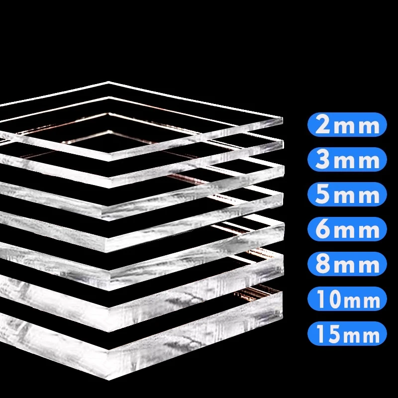 2pcs Acrylic Sheet 3mm Thick Transparent Black White Plastic Partition Plexiglass Panel
