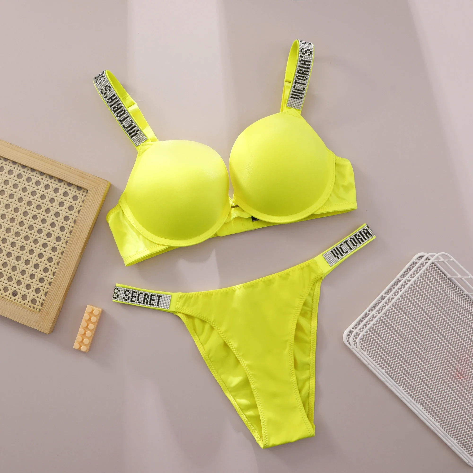 V Damen Spitzen-Push-Up-Bralette, nahtlos, bequem, atmungsaktiv, Dessous-Set für Zuhause, Dessous-Set, Unterwäsche-Set, BH-Höschen-Set