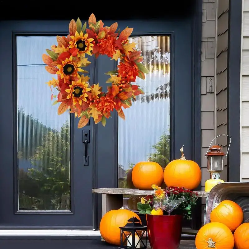 

Sunflower Door Wreath Thanksgiving Sunflower Wreath For Front Door Seasonal Front Door Rustic Flower Wreaths Autumn Decorations