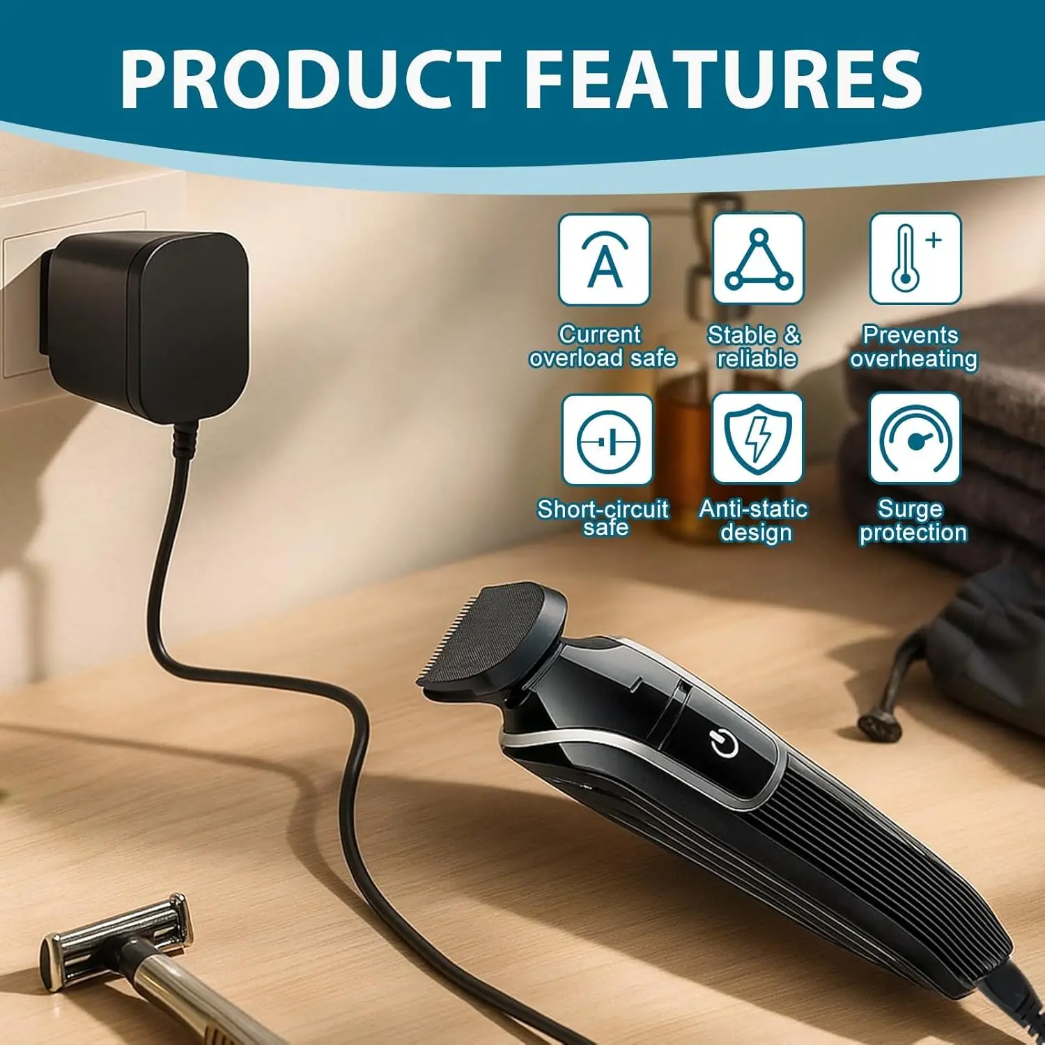 15V Electric Shaving Razor Charger HQ8505 Replacement Power Adapter for Philipps 3000 5000 7000 9000 MG5750 MG7790 MG7730