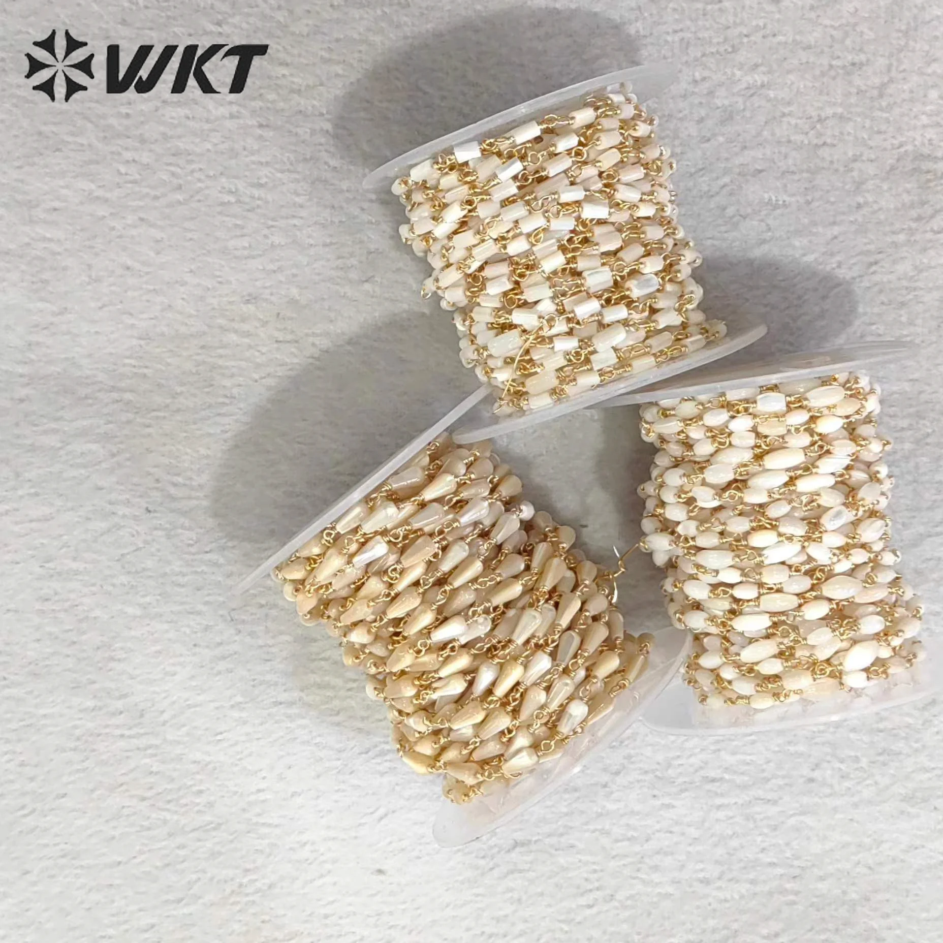 WT-RBC222 WKT 2023 سلسلة على الموضة مع قذيفة 18k سلسلة ذهبية الخرز حوالي 3x6 مللي متر الزفاف الرجعية سلاسل الحفلات اكسسوارات #1