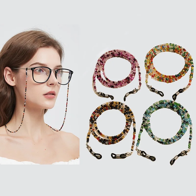 1 handgefertigte Perlen-Brillenkette, Unisex, schlicht, ultraleicht und vielseitig, rutschfestes Brillenband
