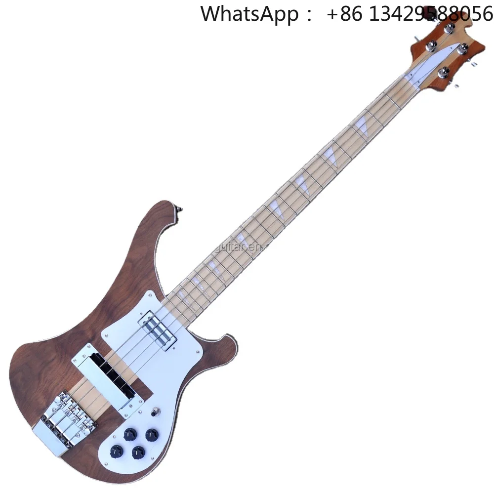 Flyoung High Quality 4 Strings Electric Bass Guitar Walnut Body Musical Instrument matte finish