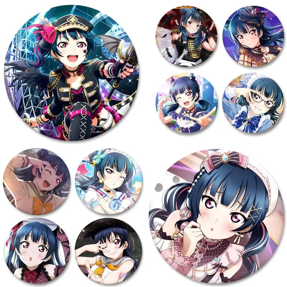 Anime-Charaktere Yoshiko Tsushima Cartoon Rundes Abzeichen Kreative Brosche Kleidung Rucksack Accessoires Anstecknadel