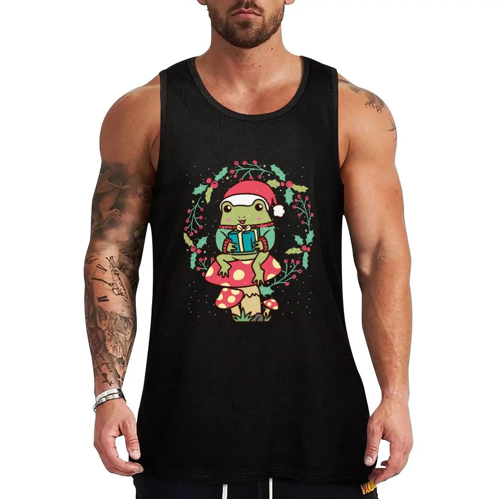 

Cottagecore Aesthetic Frog Mushroom Christmas Tank Top bodybuilding men Vest Man sleeveless shirt