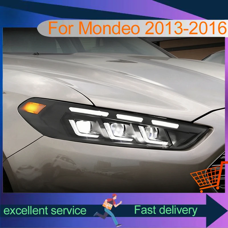Auto Headlights For Ford Mondeo 2013-2016 Front Lamp Full LED Bulbs DRL Newest Upgrade Head Light Projector Lens Car Accessories