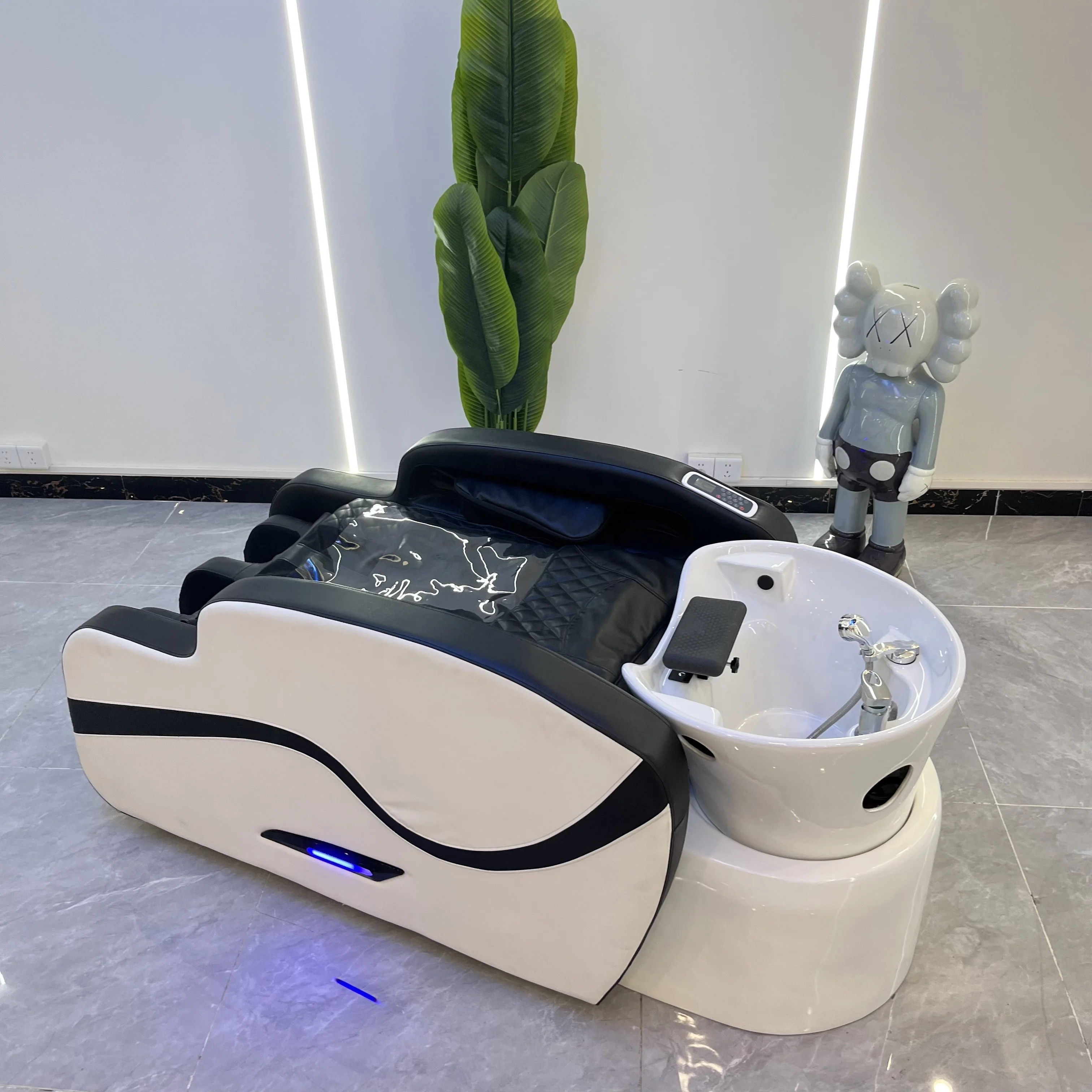 

Современная роскошная мебель для парикмахерской, белое кресло для мытья, массажная чаша для шампуня, кресло для массажа воды, кровать для шампуня, кровать Delux