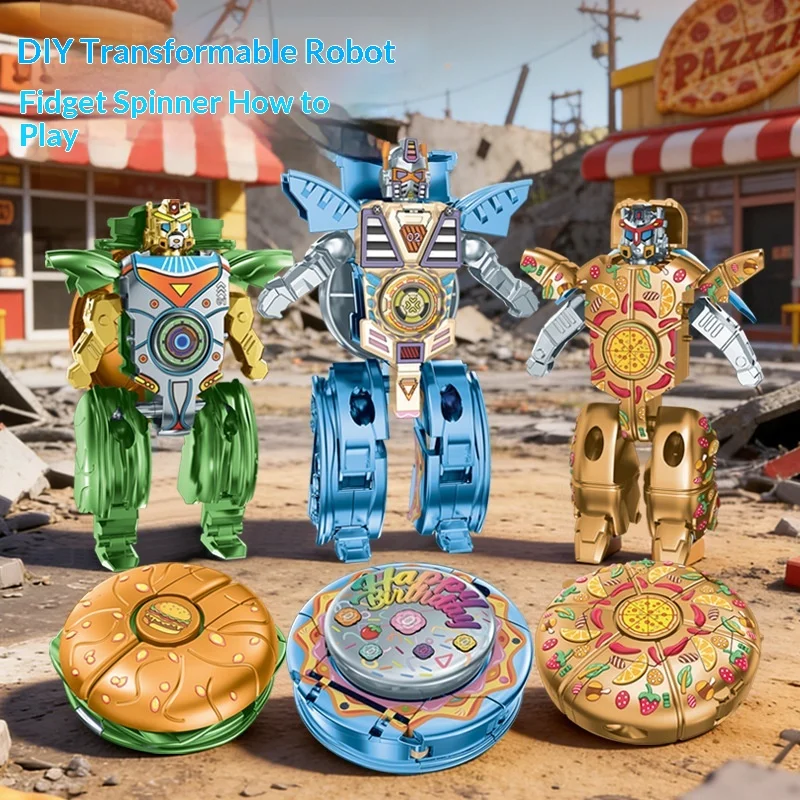 

Deformable Hamburger Fidget Spinner Robot Creative Stress Relief Mechanical Rotating Hand Spinner Toy Adult Kid Portable