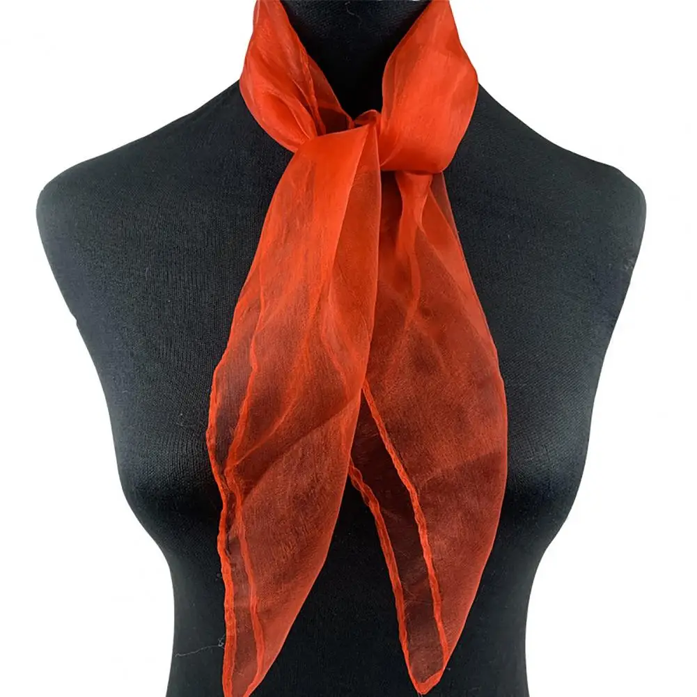 2 Pcs Women Kerchief Smooth Satin Mesh Thin Decorative Neckwear Soft Aquaman Dance Square Dance Stewardess Neck Kerchief 거즈 네크라인