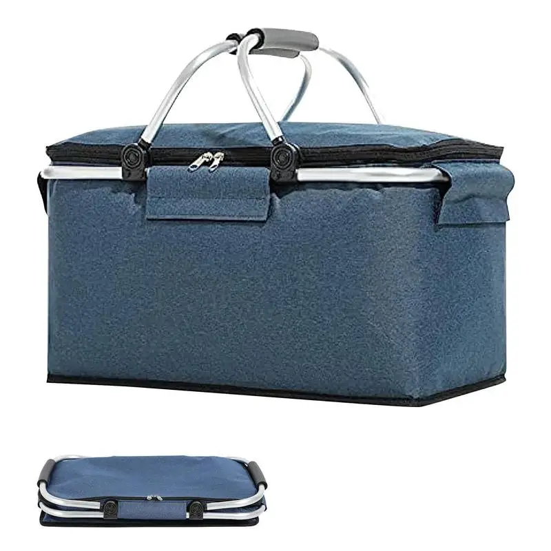 Portable Large Outdoor Picnic Basket Cooler Case Box Thermal Insulated Bag Collapsible Cooling Bag Lunch Bag Box Cooler Bag