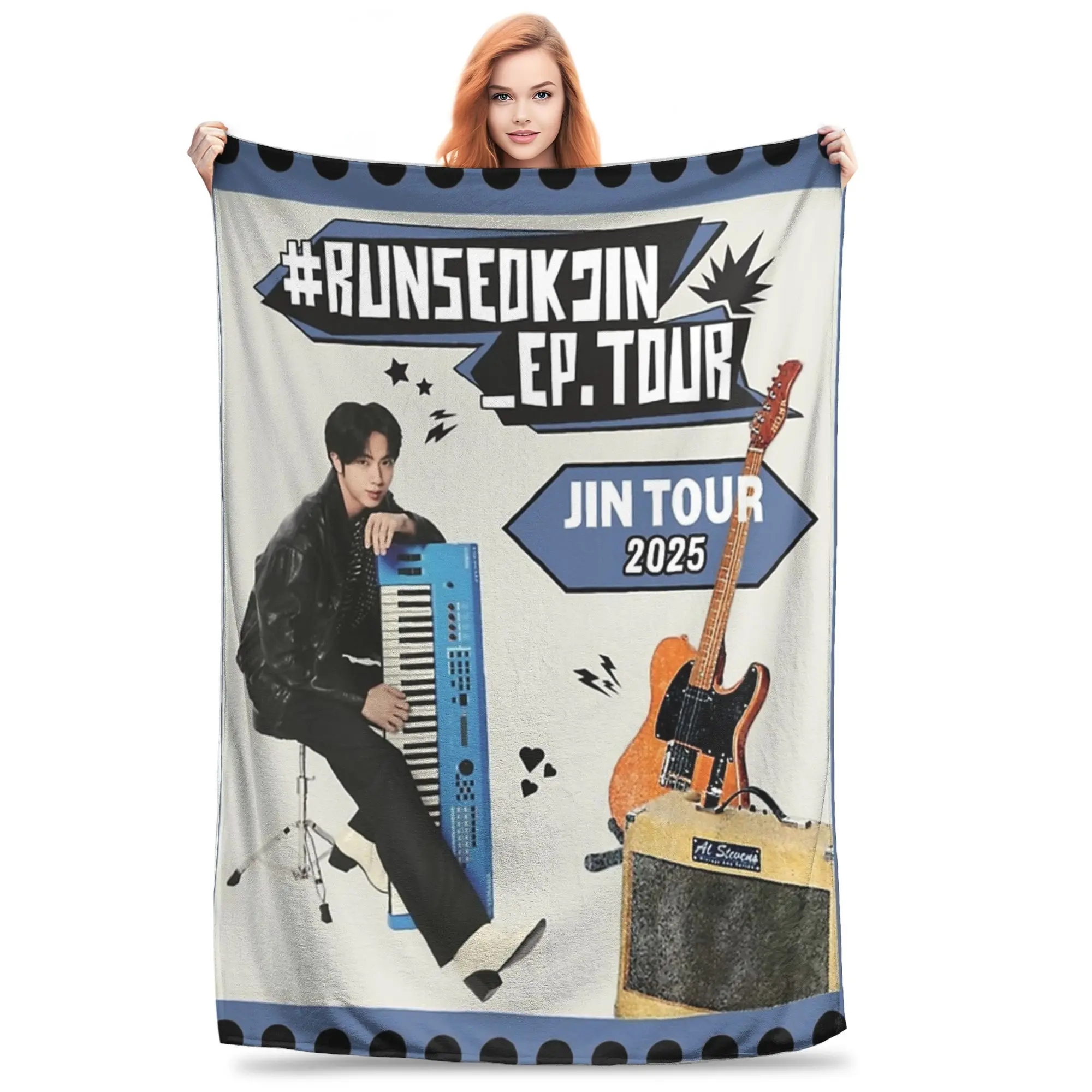 JinS Runseokjin EP Tour 2025 concert kpop Blanket Multi-size Warm Cozy Fluffy  Throw Blankets for Sofa Couch and Bed