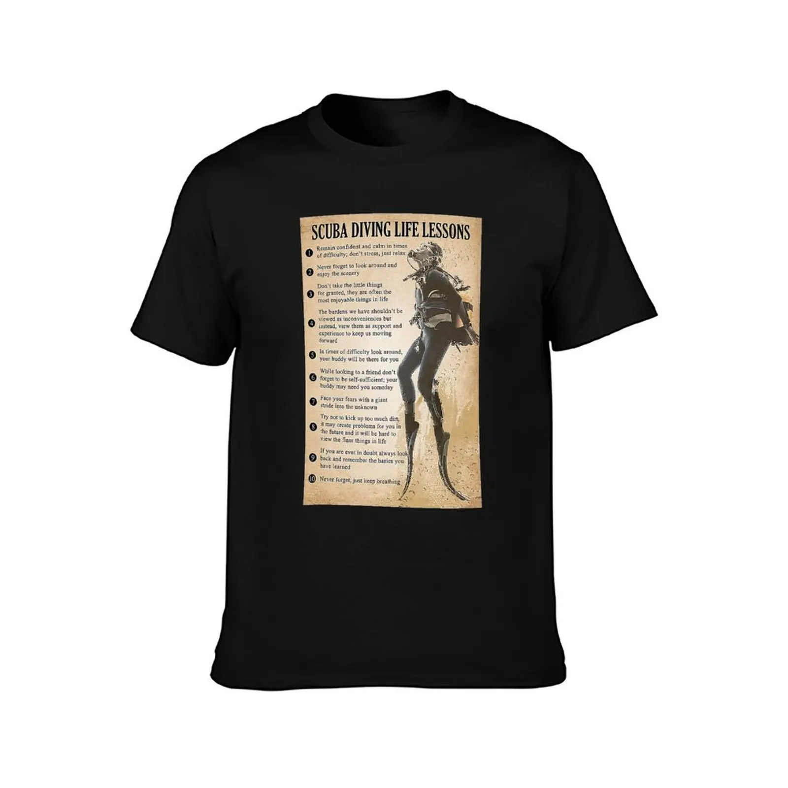 Scuba Diving Life Lessons T-Shirt Summer Casual Cotton Tee Oversized Streetwear Tops Vintage Graphic Print Unisex Men Women