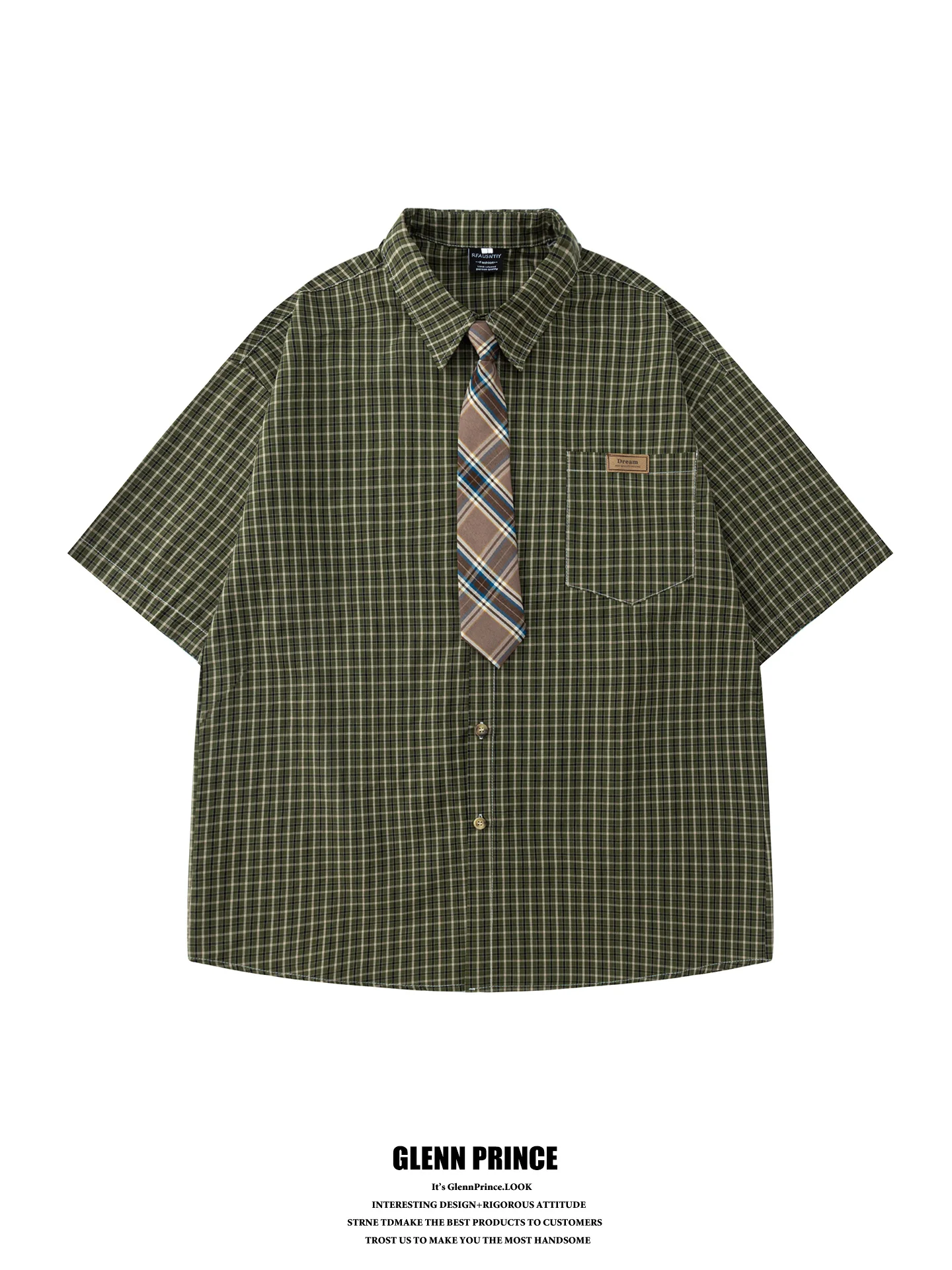 

Loose Fit Plaid Short Sleeve Men's Shirt Vintage College Style Couple's Shirt Breathable Cotton Summer Fashion GPstudio
