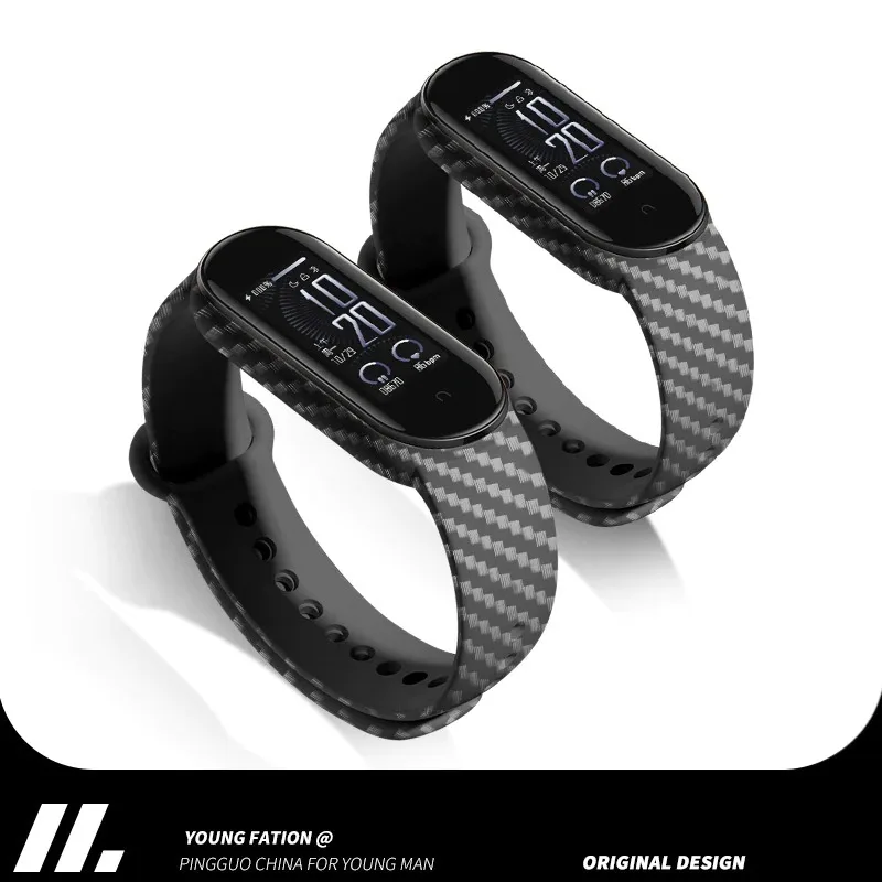 Carbon fiber bracelet for Xiaomi Mi Band 7 strap Miband 6 5 Sport silicone smartwatch wristband band4 for Xiaomi mi band 3 4 5