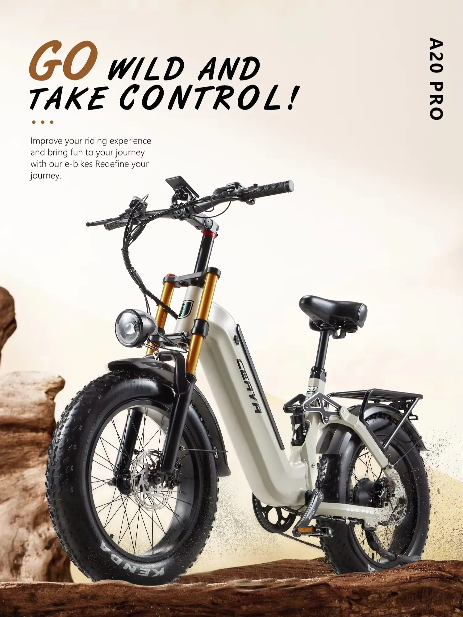CEAYA A20PRO Elektrofahrrad 48V 20AH Akku E-Mountainbike für Erwachsene, hydraulische Bremsen, Vollfederung, 20*4.0 KENDA E-Bike Mit Breiten Reifen Pendler-E-Bike