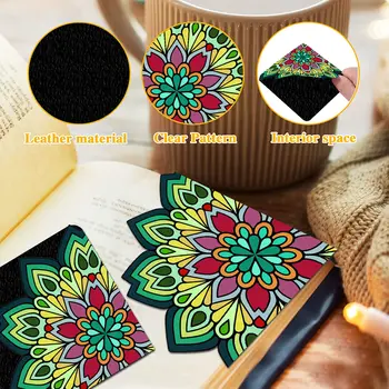8個/套角形書籤,PU皮革曼陀羅圖案,頁碼標記辦公用品閱讀書籤 10 最佳銷售 皮革書籤 - №10