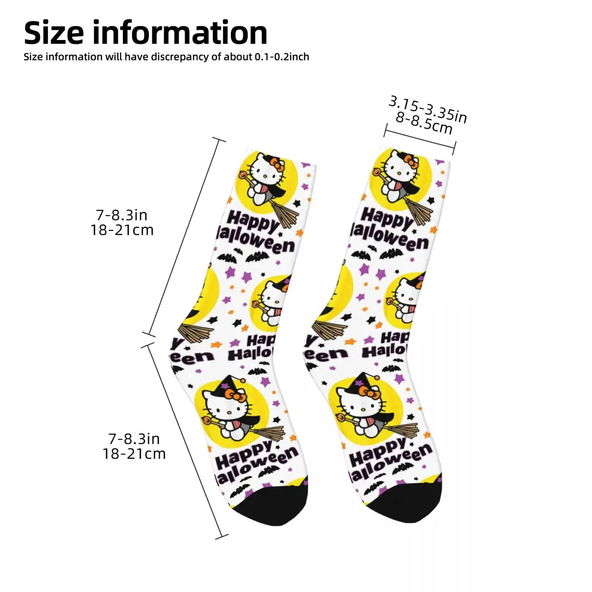 Colorful Hello Kitty Happy Halloween Basketball Socks Polyester Long Socks for Women Men Sweat Absorbing