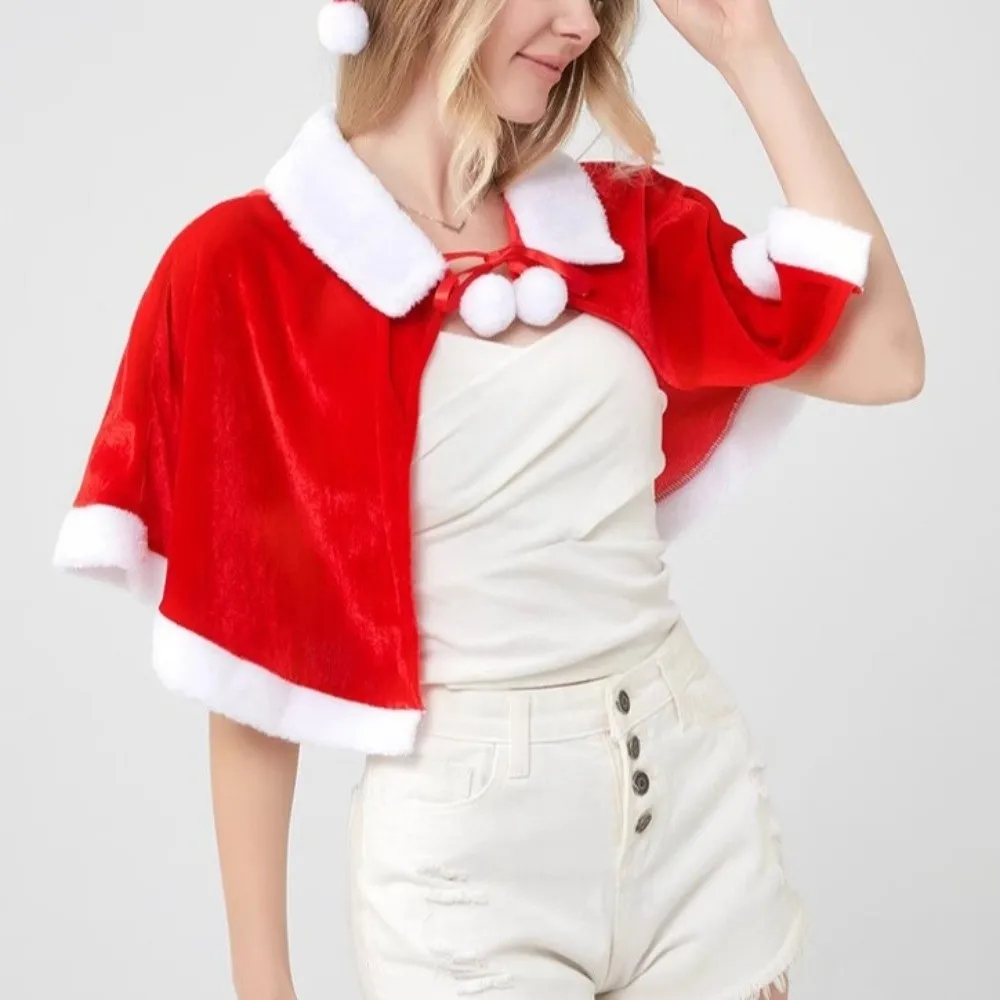 Fashion Polyester Christmas Cloak Thick Warm Women Ponchos Windproof Xmas Cape Autumn Winter