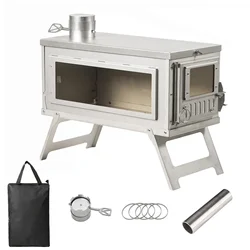 Poêle à bois pliable en acier inoxydable pour tente de camping, chauffage de tente chaud extérieur, poêle à bois de chauffage portable